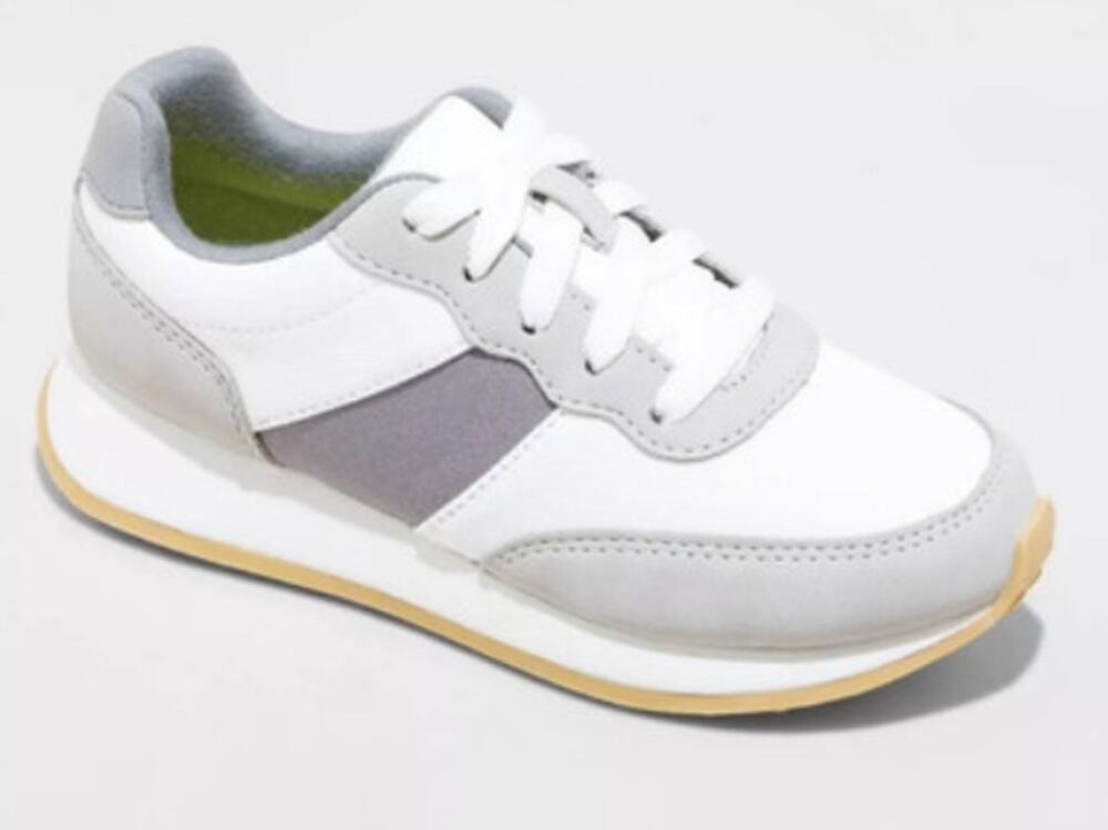 Cat & Jack Brock Jogger Athletic Sneaker Boys 5 Gray White Lace Up Low Top Shoes